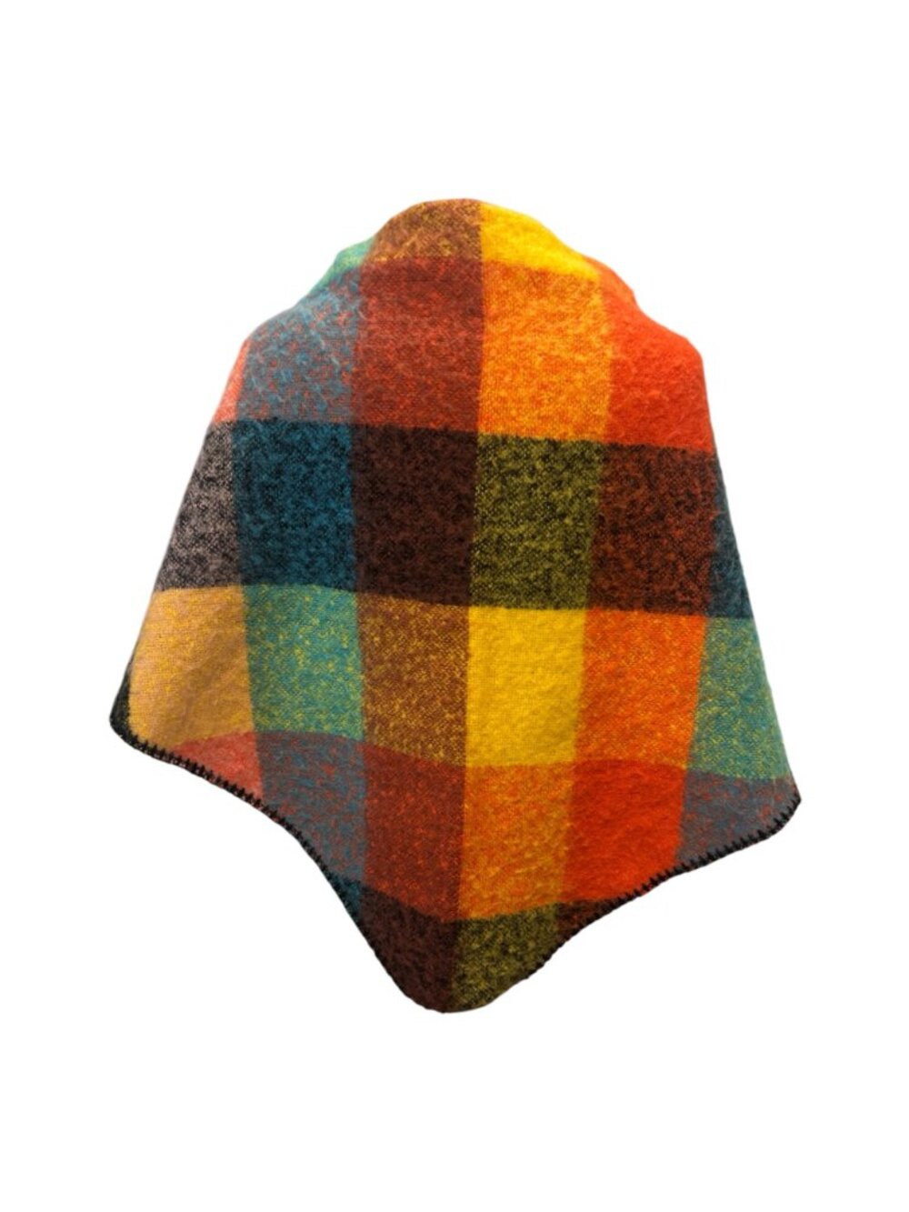 Multicolor Plaid Triangle Shawl Wrap Oversized Fuzzy Colorblock Blanket Scarf 75 - Picture 4 of 5